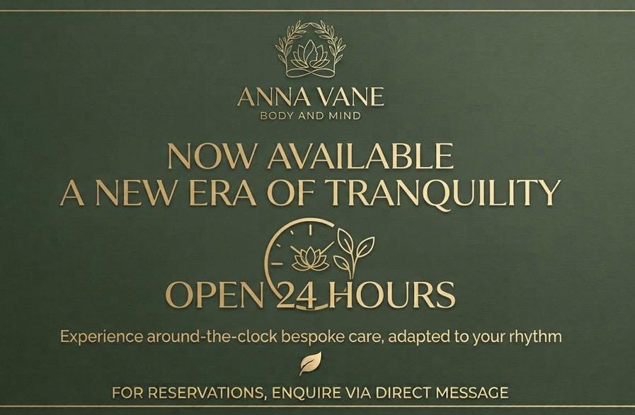 Now Available.
A new era of Tranquility.
Open 24 hours.
Experience around-the-clock bespoke care, adapted to your rhythm.
For reservations, enquire via direct message.